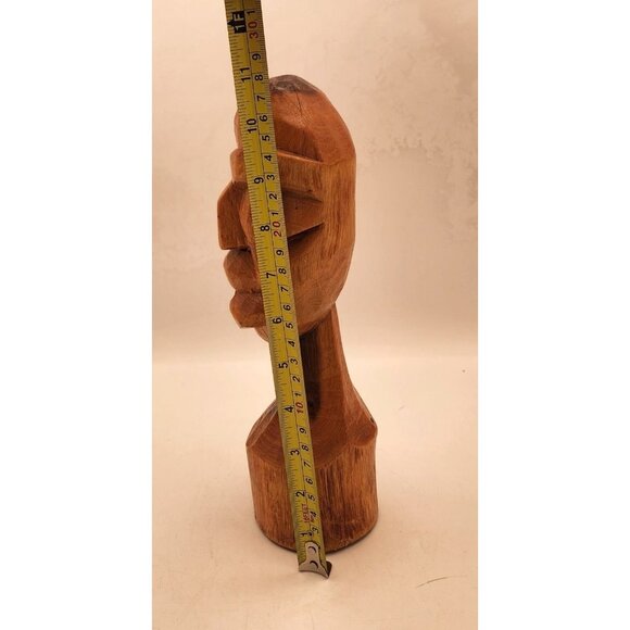 Hand-Carved Wooden Caribbean Tribal Figure Bust Vintage 12" Bahamas Native Head - Picture 7 of 7